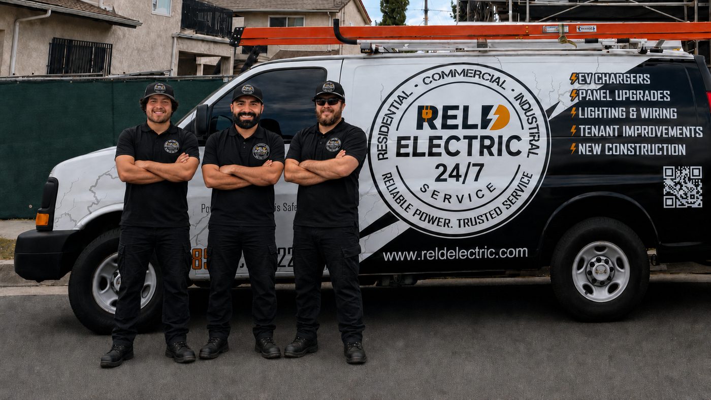 RELD Electric team in front of company van