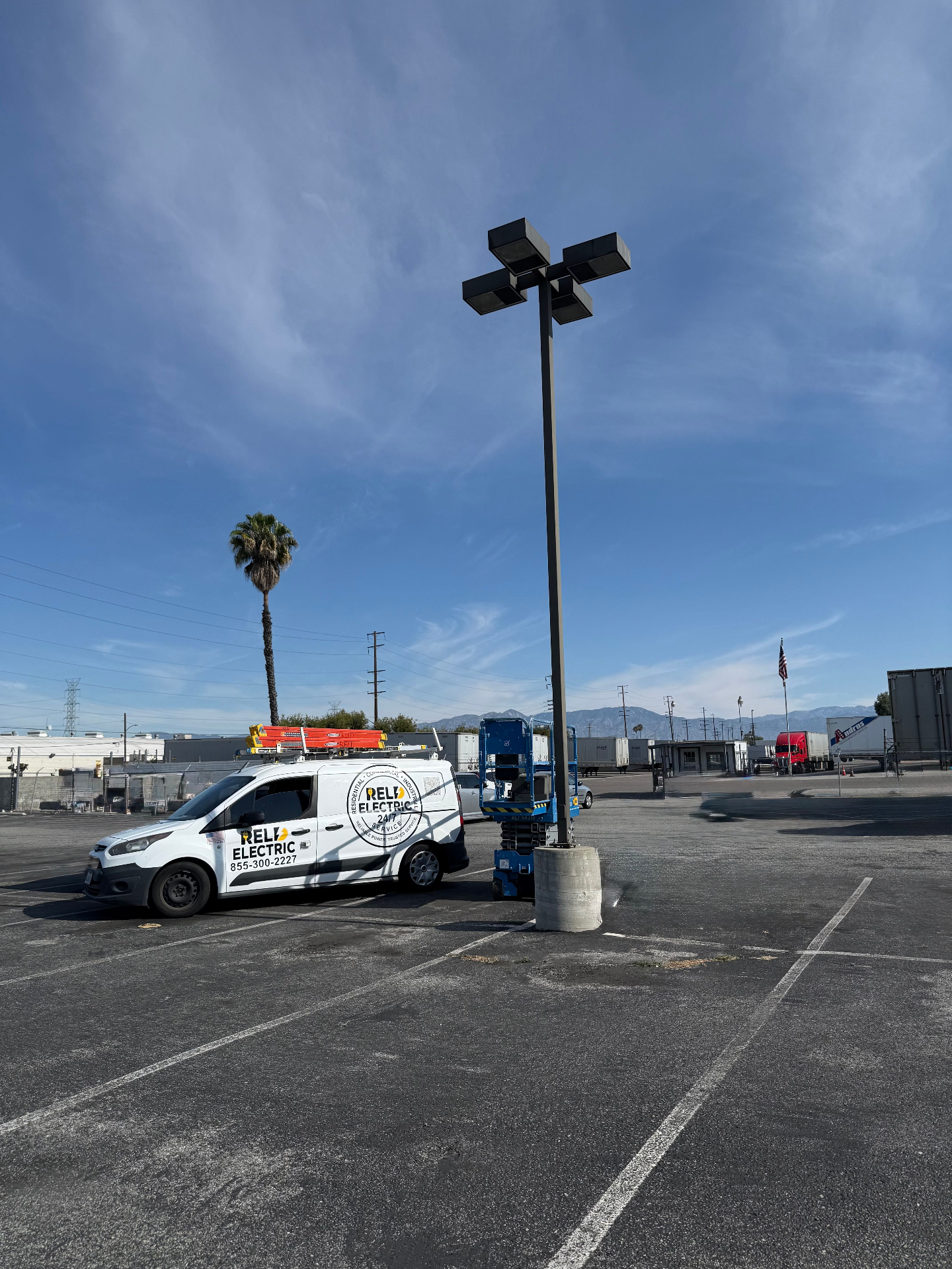 Commercial parking lot light pole installation