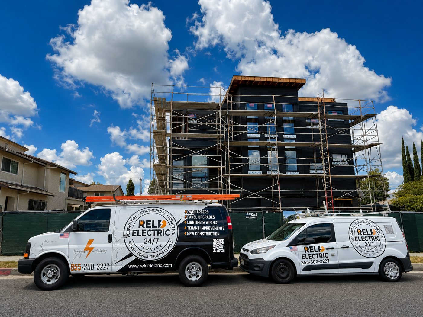 RELD Electric vans at job site